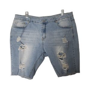 Distressed Destroyed Denim Jeans Shorts Plus Womens Size 2 XL
